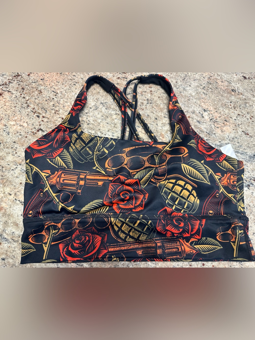 Constantly Varied Gear Longline Bra & Legging Set - Guns, roses, grenades, etc